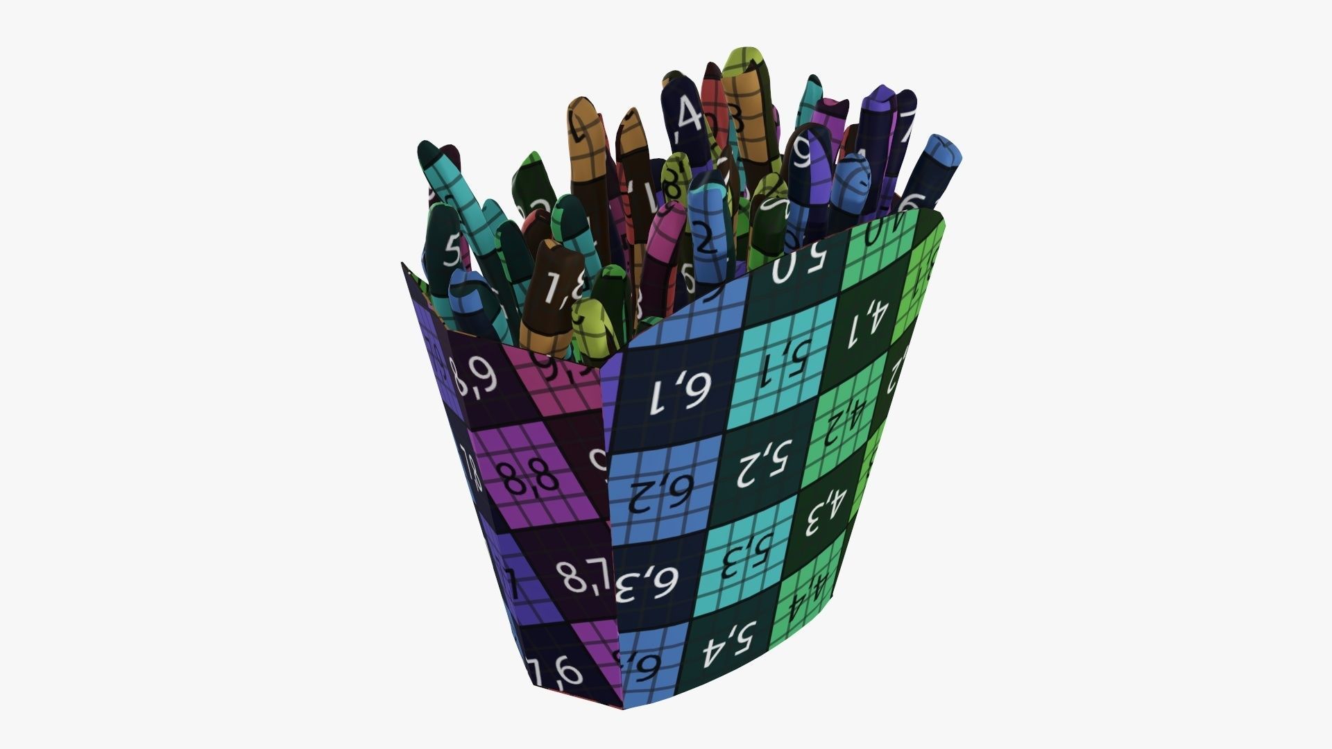 Fries french with fast food paper box 01 3D model_15