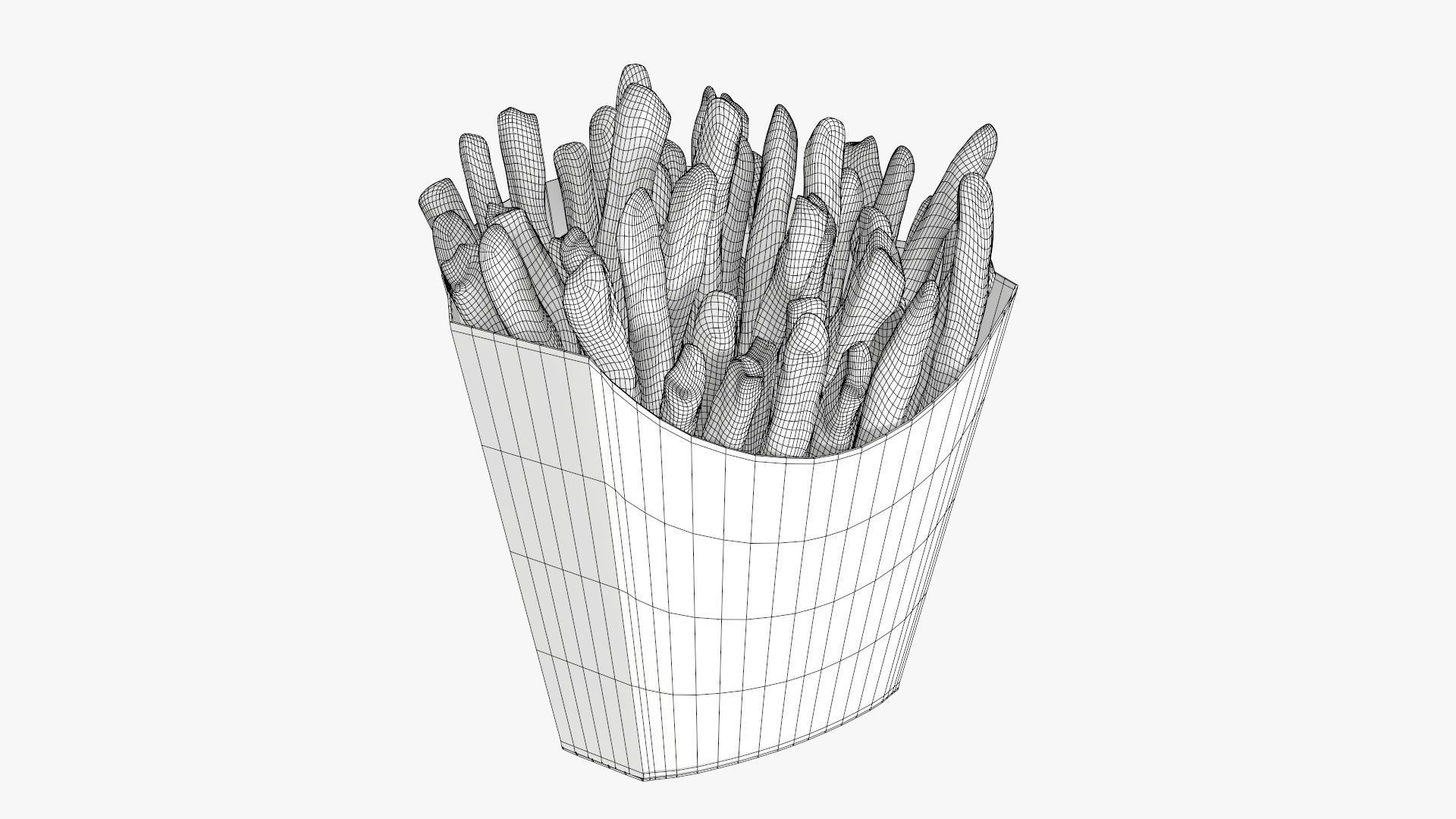 Fries french with fast food paper box 01 3D model_6