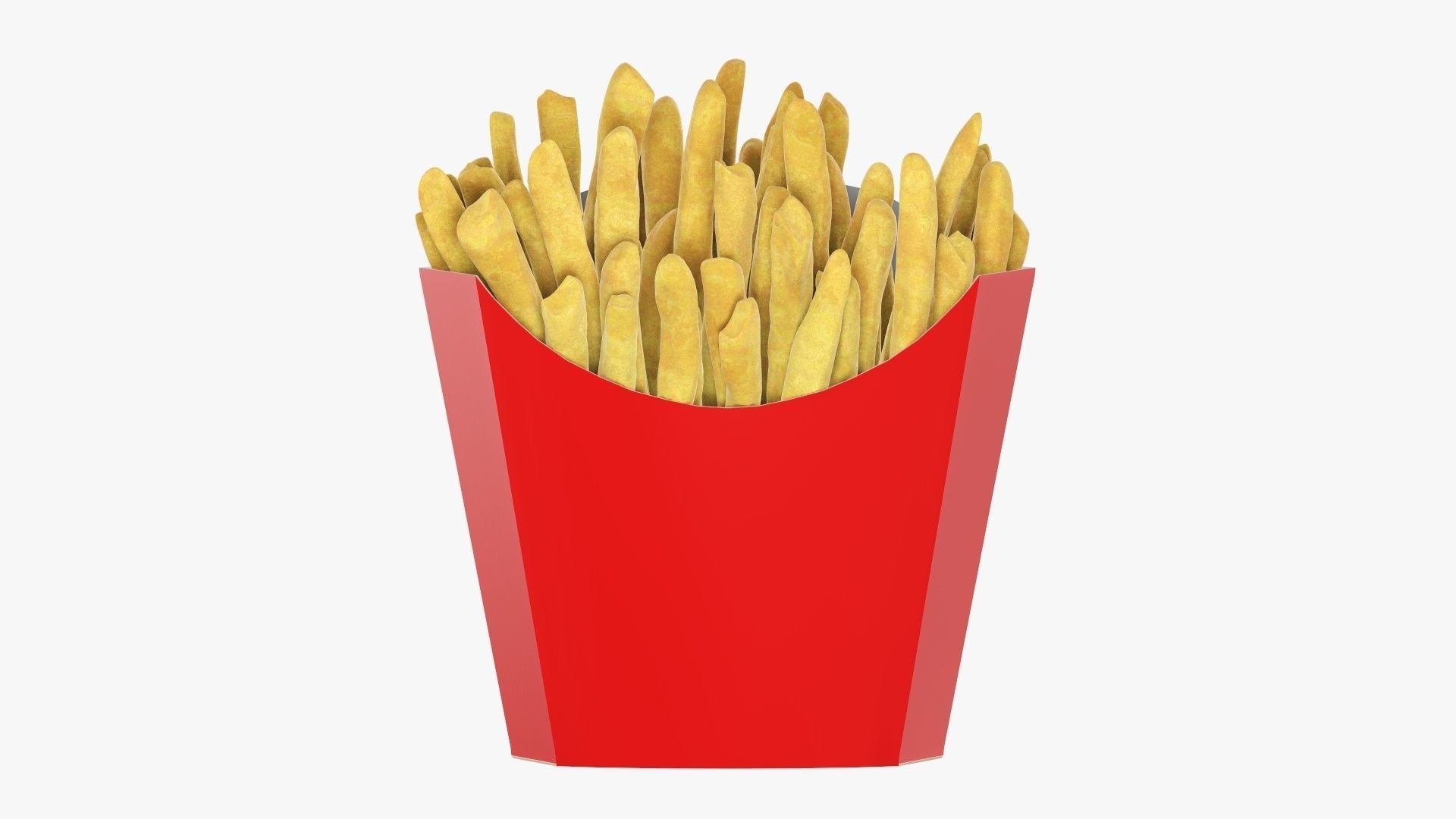 Fries french with fast food paper box 01 3D model_1