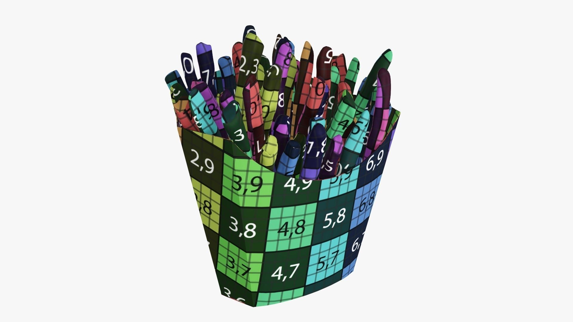 Fries french with fast food paper box 01 3D model_11