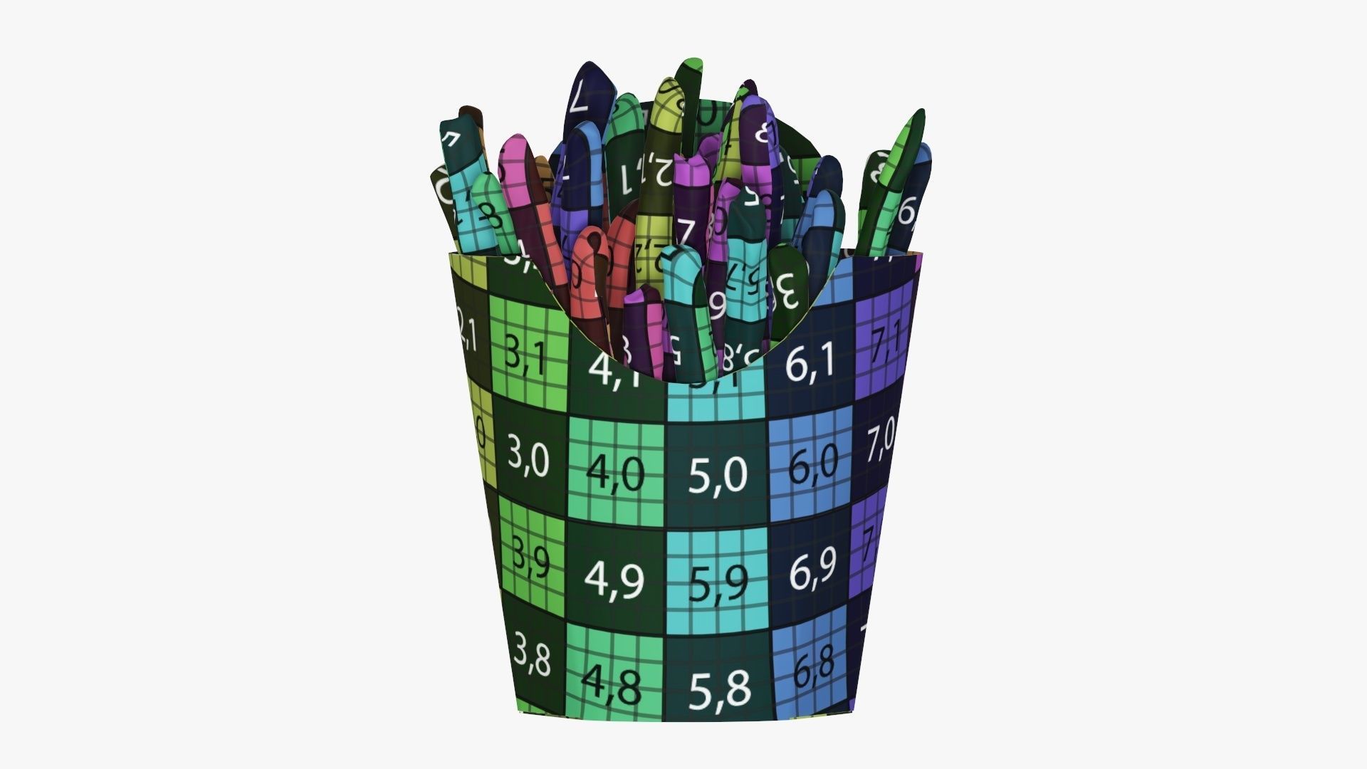 Fries french with fast food paper box 02 3D model_11