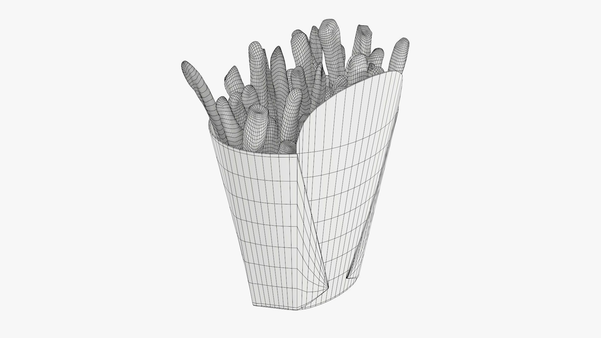 Fries french with fast food paper box 02 3D model_9