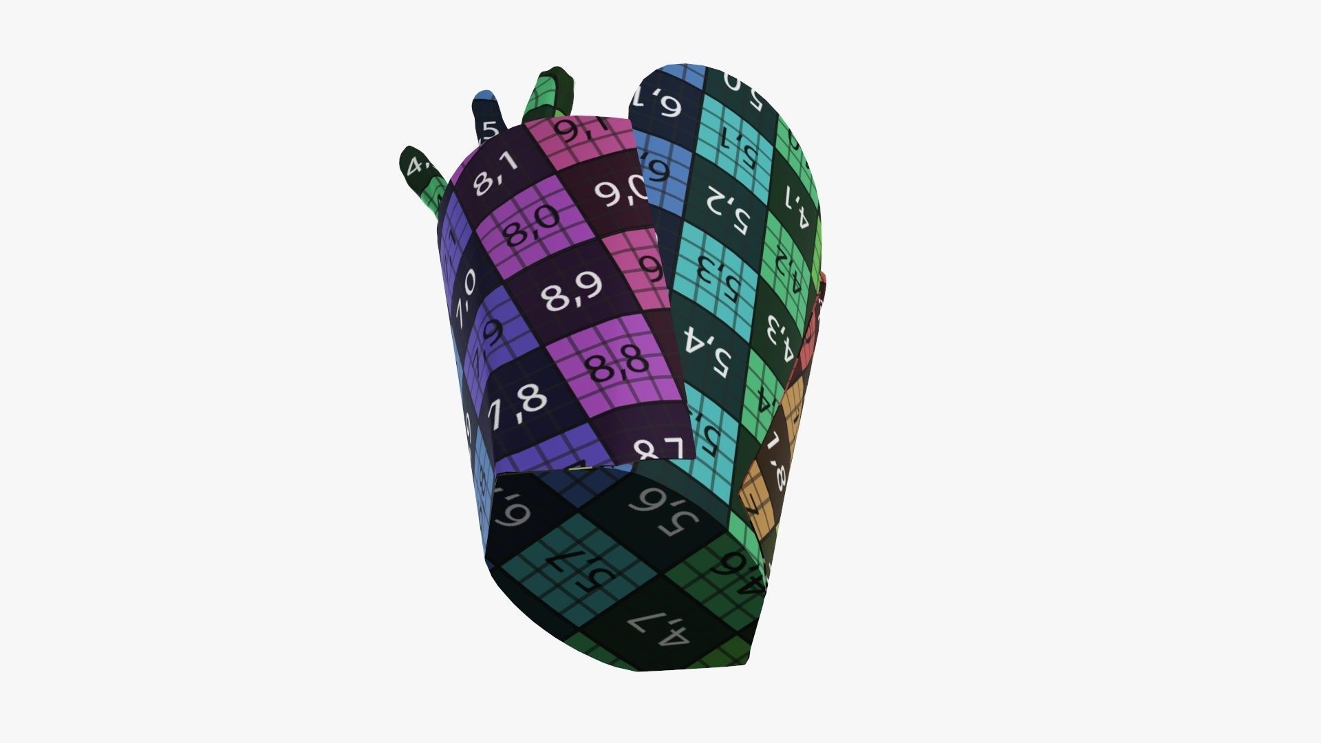 Fries french with fast food paper box 02 3D model_12