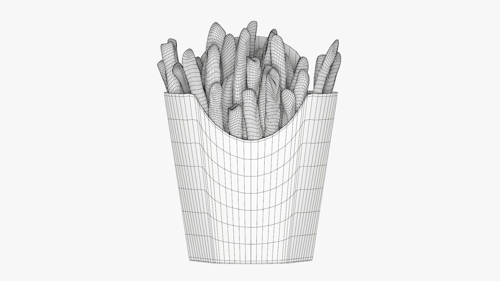 Fries french with fast food paper box 02 3D model_6