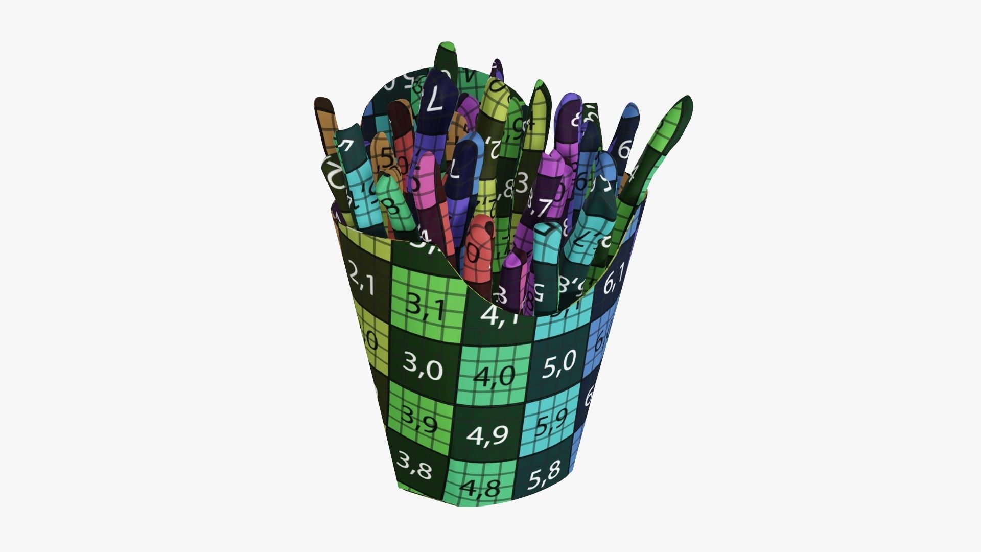 Fries french with fast food paper box 02 3D model_10