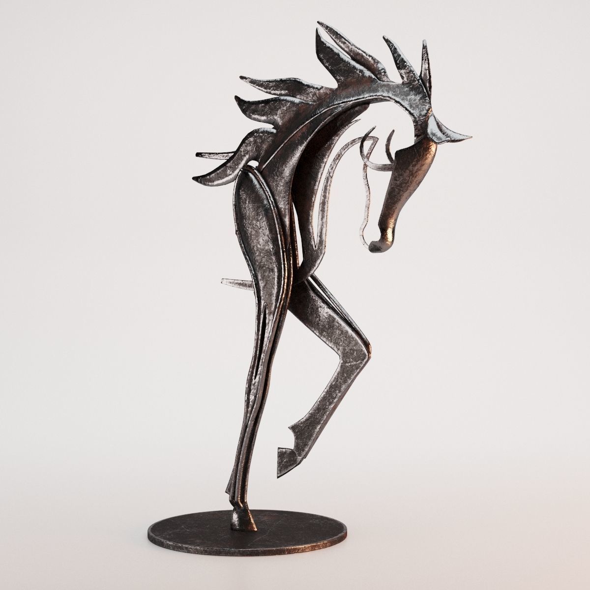 Metal Horse Statue 3D model_9