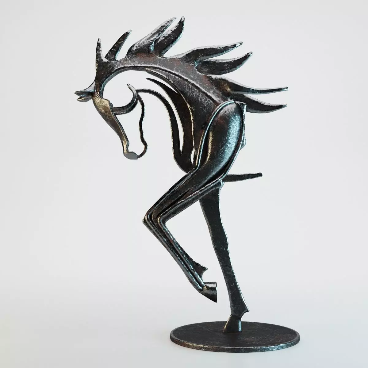 Metal Horse Statue 3D model_0