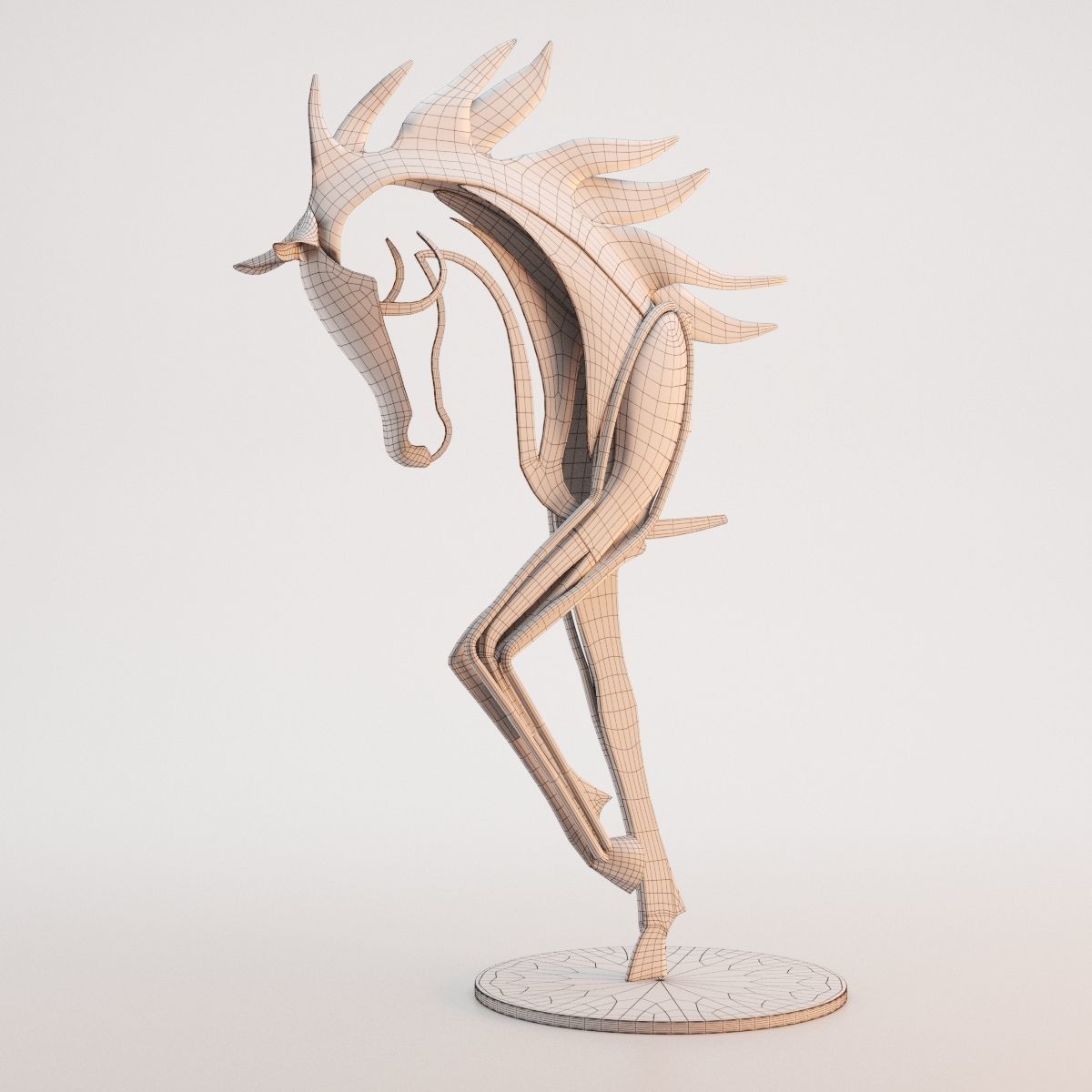 Metal Horse Statue 3D model_12