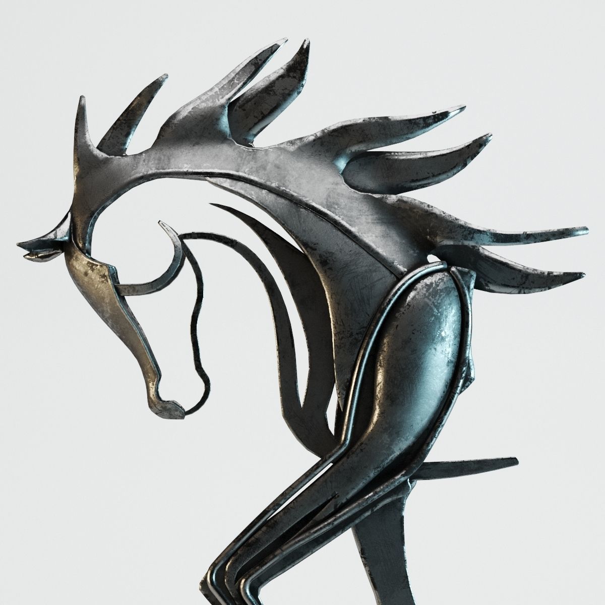Metal Horse Statue 3D model_8
