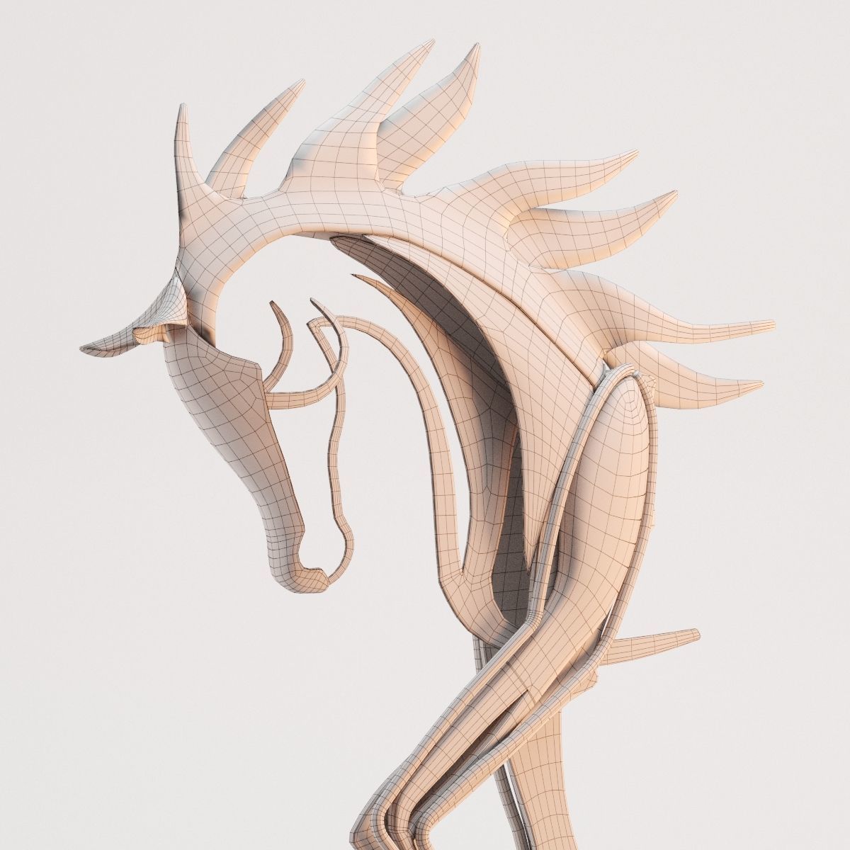 Metal Horse Statue 3D model_13