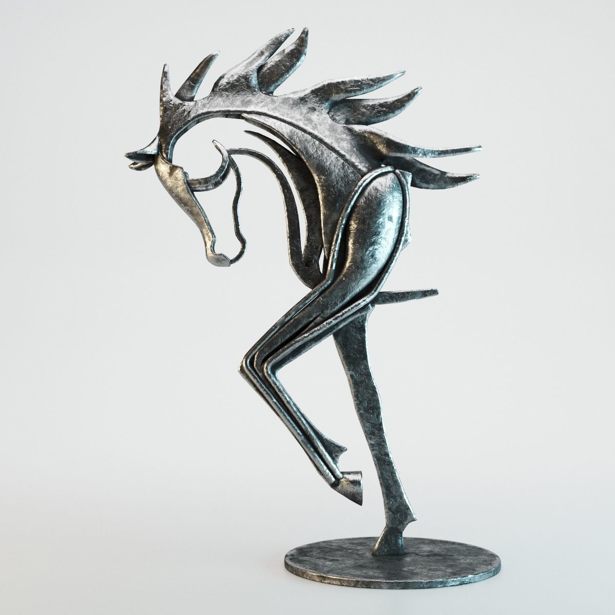 Metal Horse Statue 3D model_6