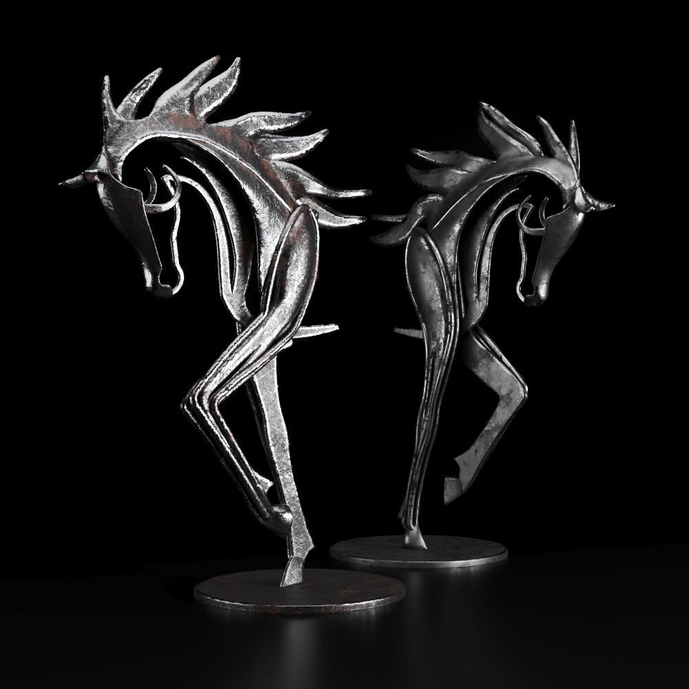 Metal Horse Statue 3D model_10