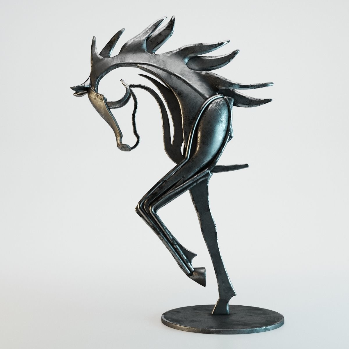 Metal Horse Statue 3D model_4