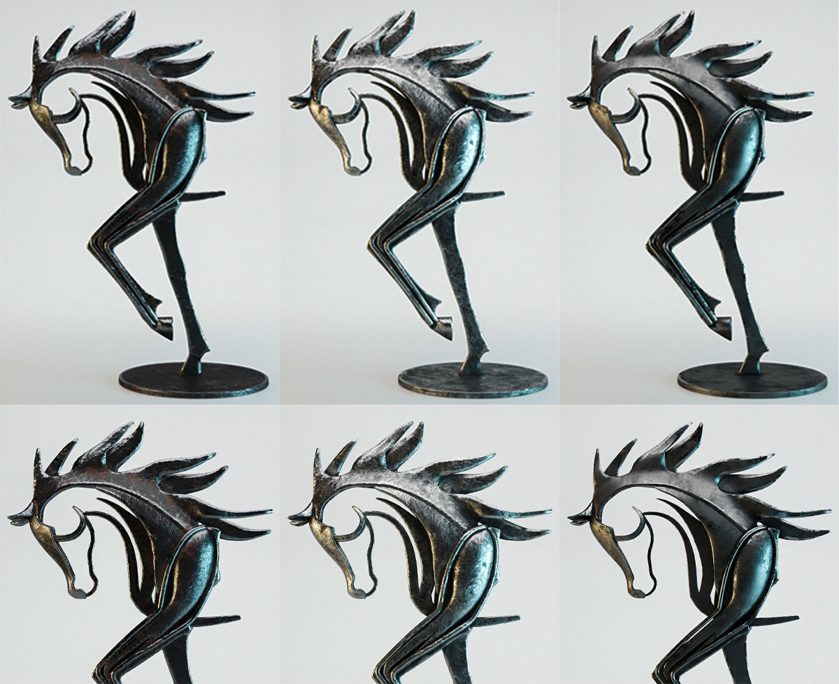 Metal Horse Statue 3D model_1