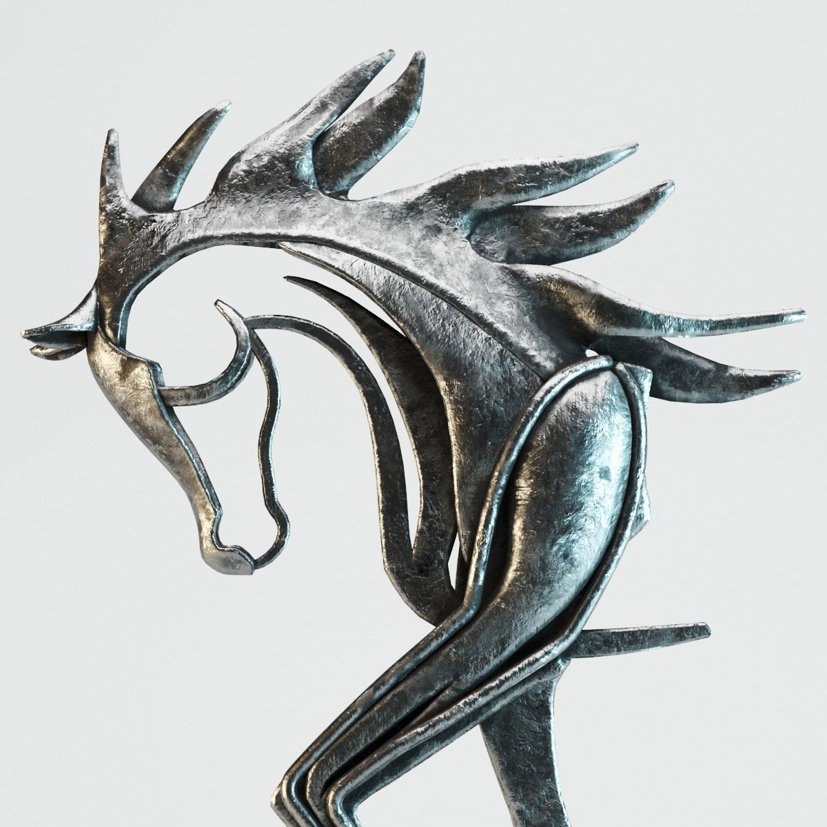 Metal Horse Statue 3D model_14