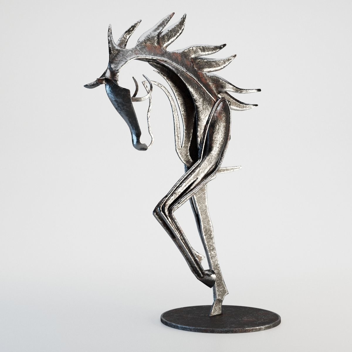 Metal Horse Statue 3D model_7