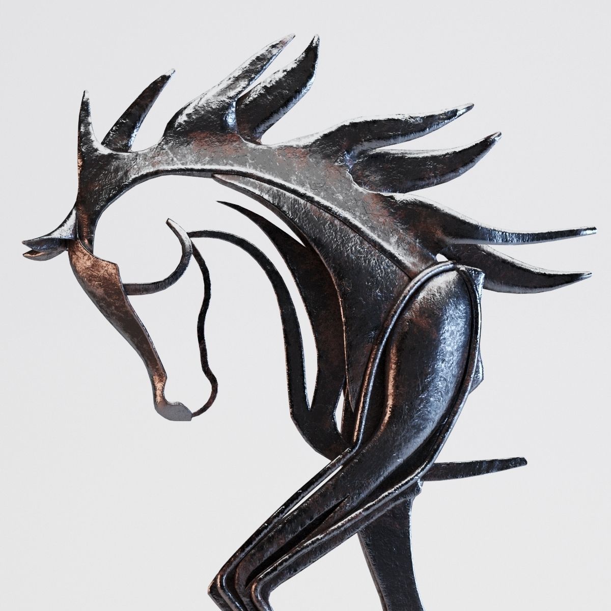 Metal Horse Statue 3D model_17
