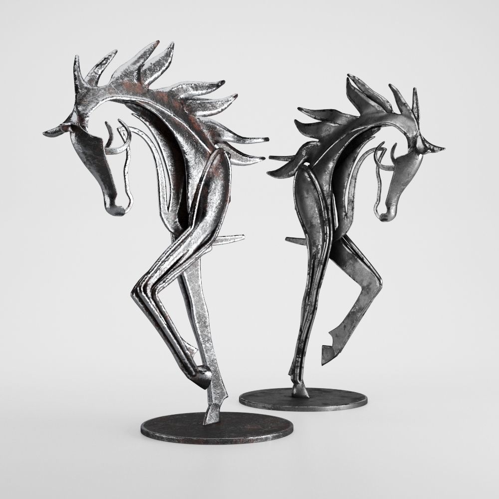 Metal Horse Statue 3D model_11
