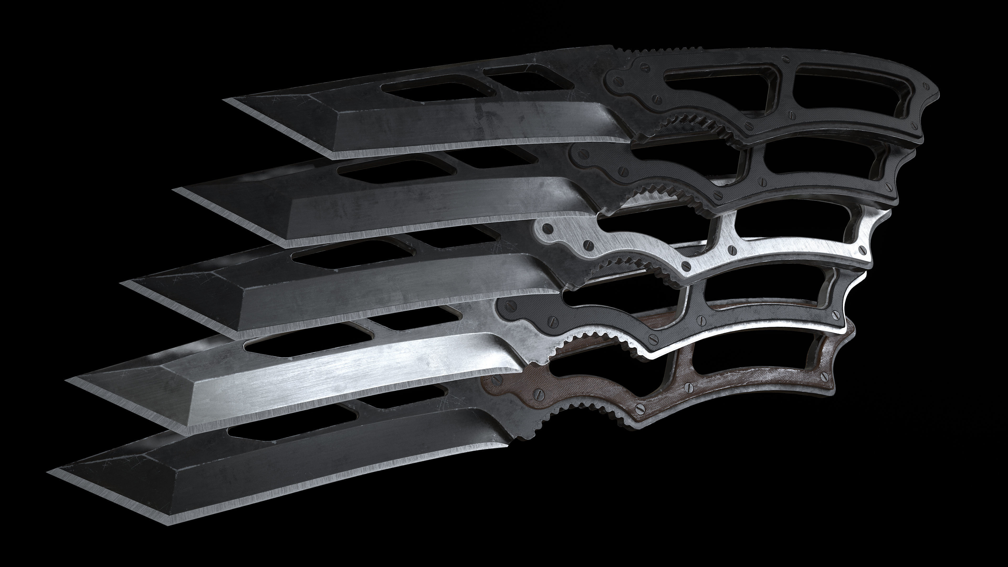 Tactical Knife Low-poly Game-ready PBR Low-poly 3D model_2