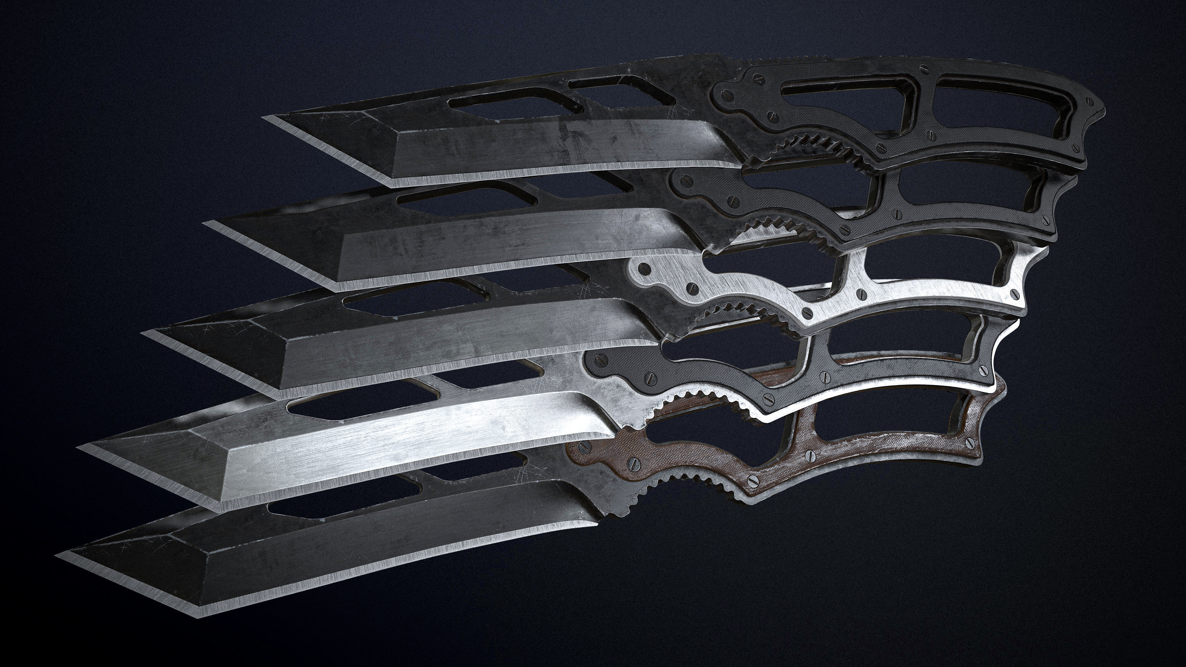 Tactical Knife Low-poly Game-ready PBR Low-poly 3D model_1