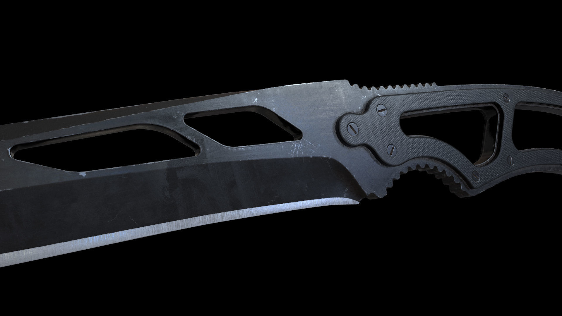 Tactical Knife Low-poly Game-ready PBR Low-poly 3D model_5