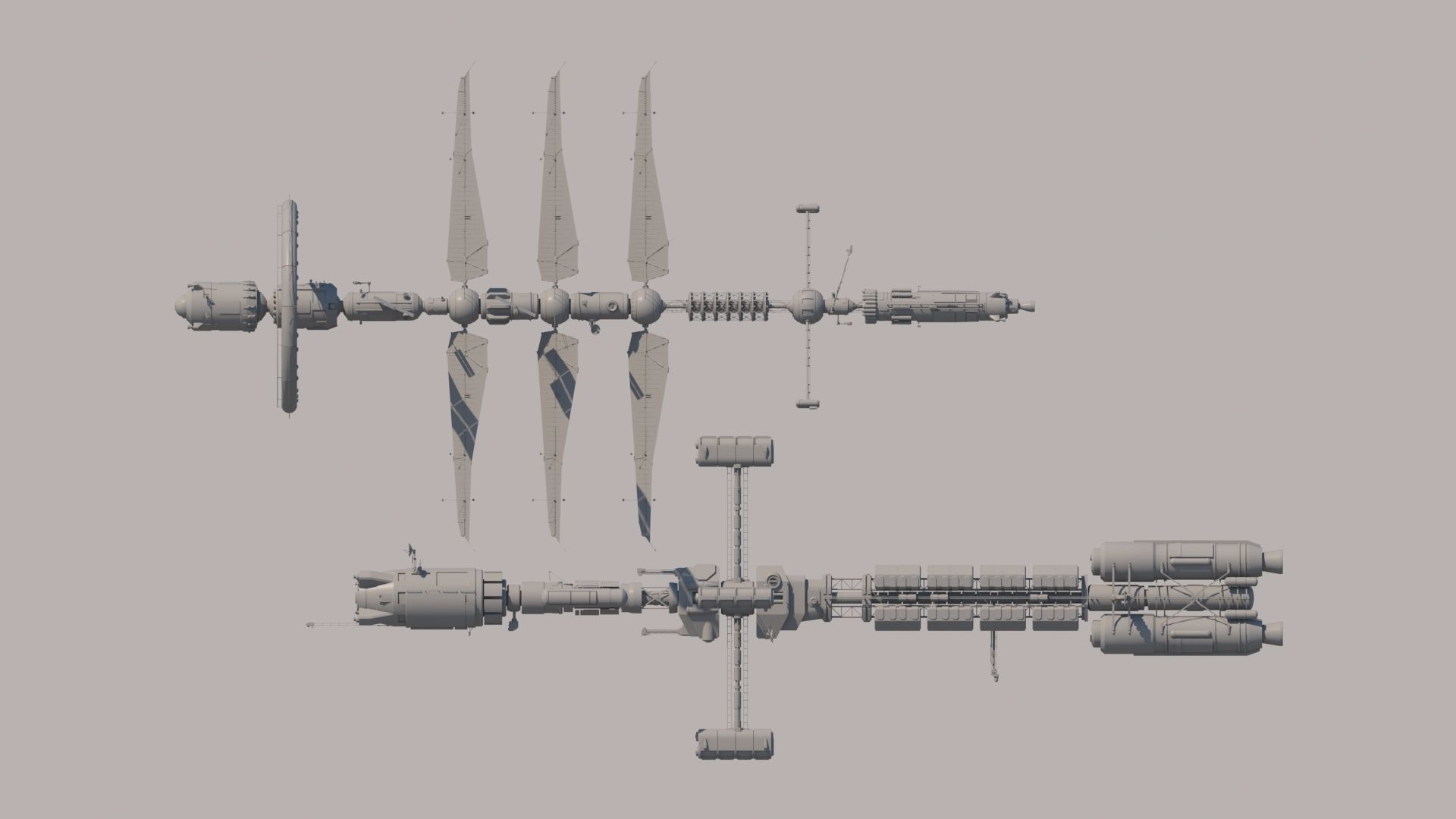 Science spaceships 3D model_1