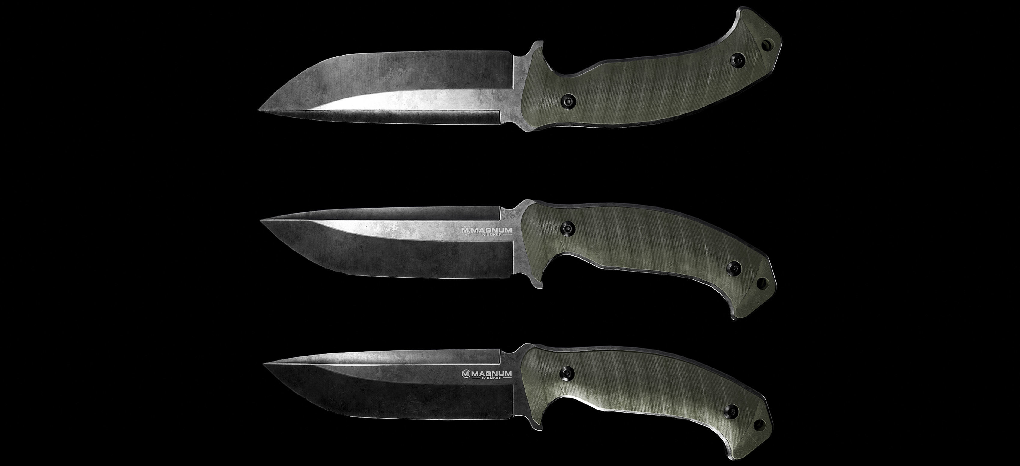 Tactical 5 knife pack Low-poly 3D model_4