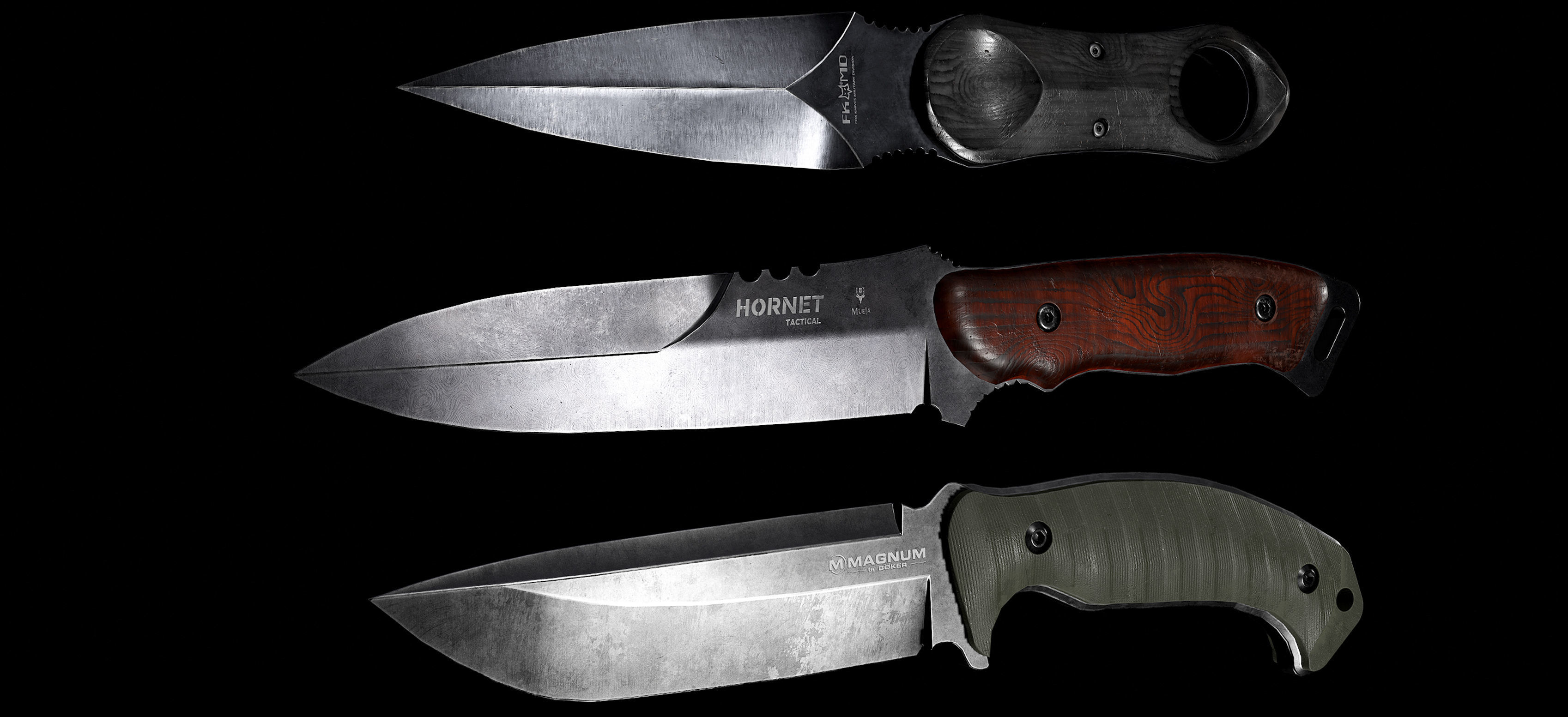 Tactical 5 knife pack Low-poly 3D model_1