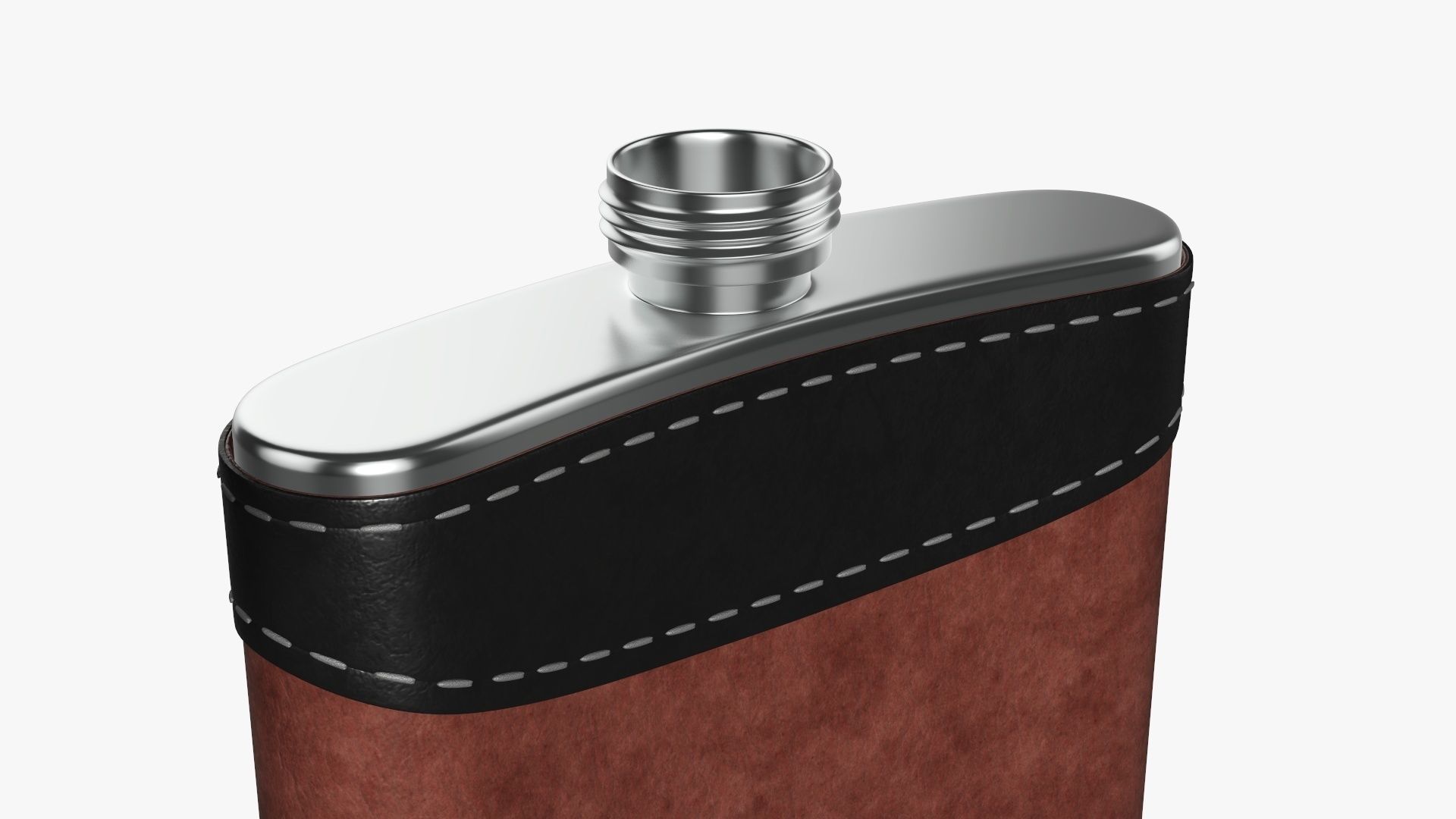 Liquor flask stainless steel leather wrap 01 3D model_4