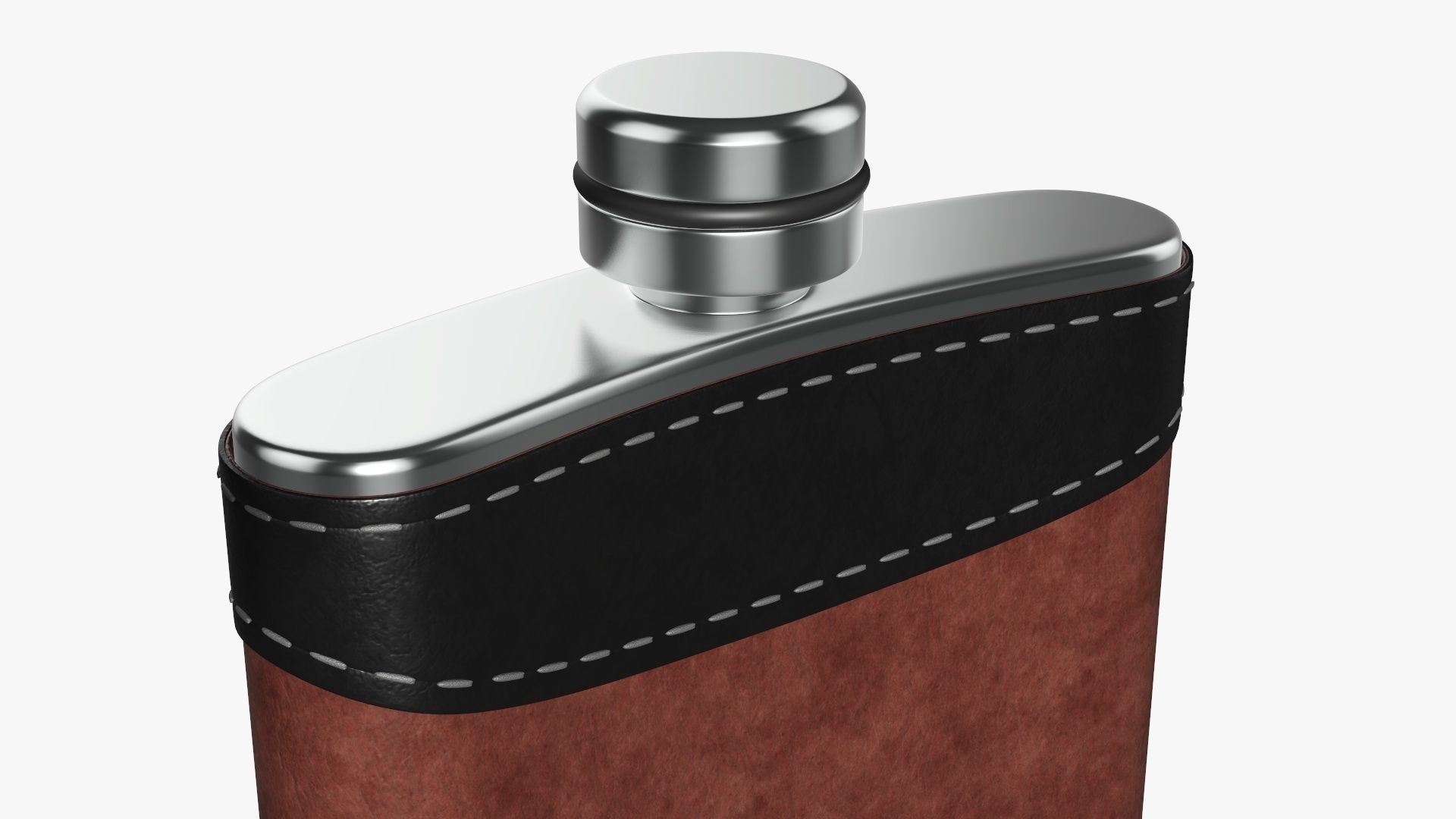 Liquor flask stainless steel leather wrap 01 3D model_3