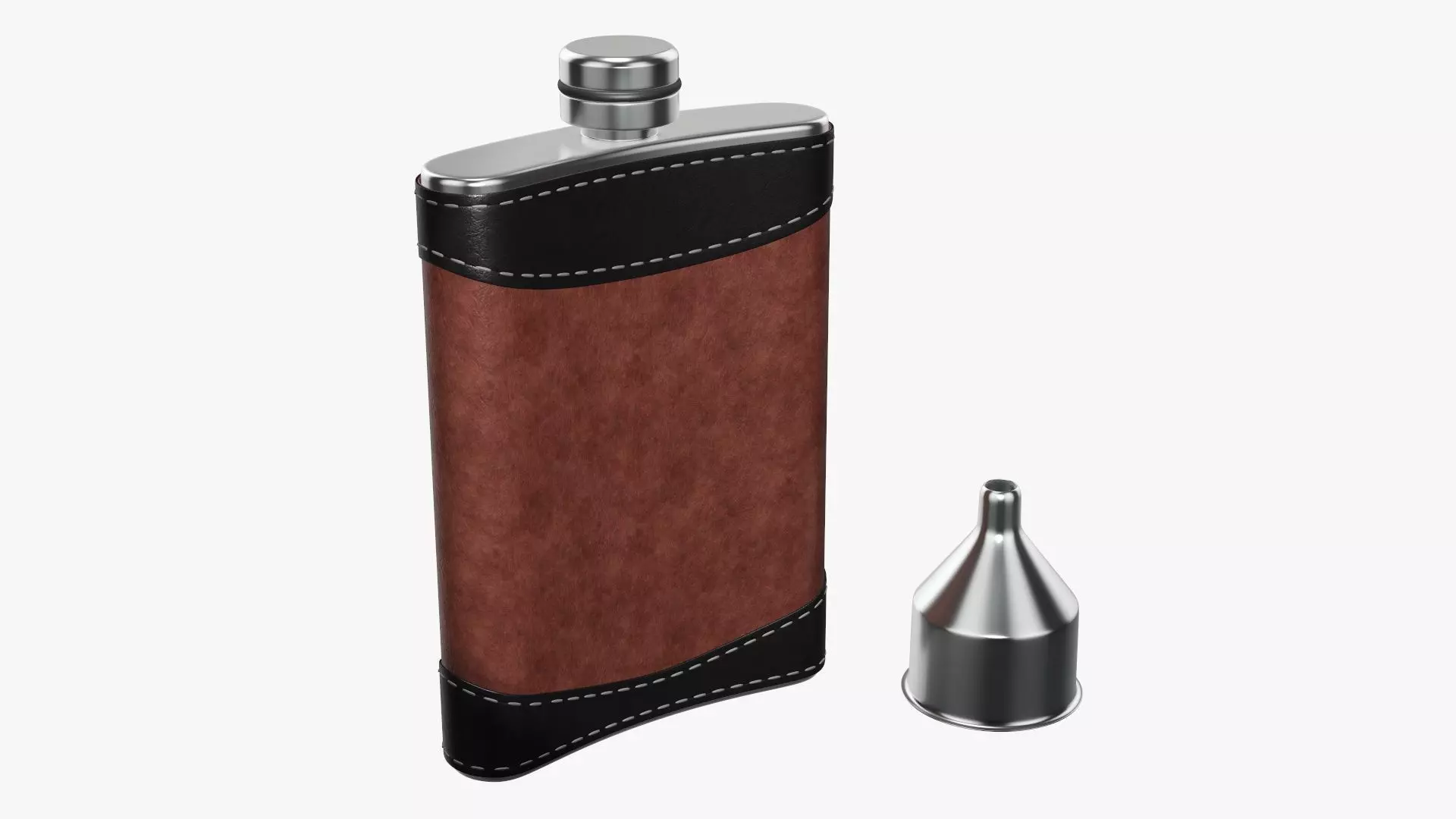Liquor flask stainless steel leather wrap 01 3D model_0
