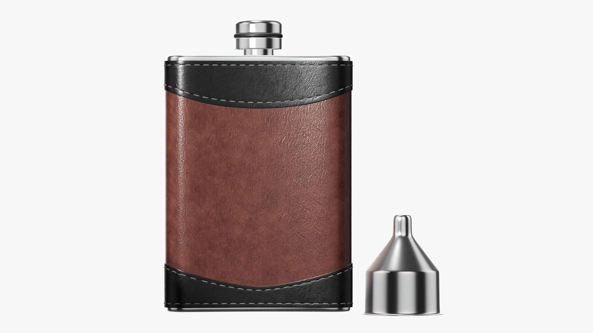 Liquor flask stainless steel leather wrap 01 3D model_1