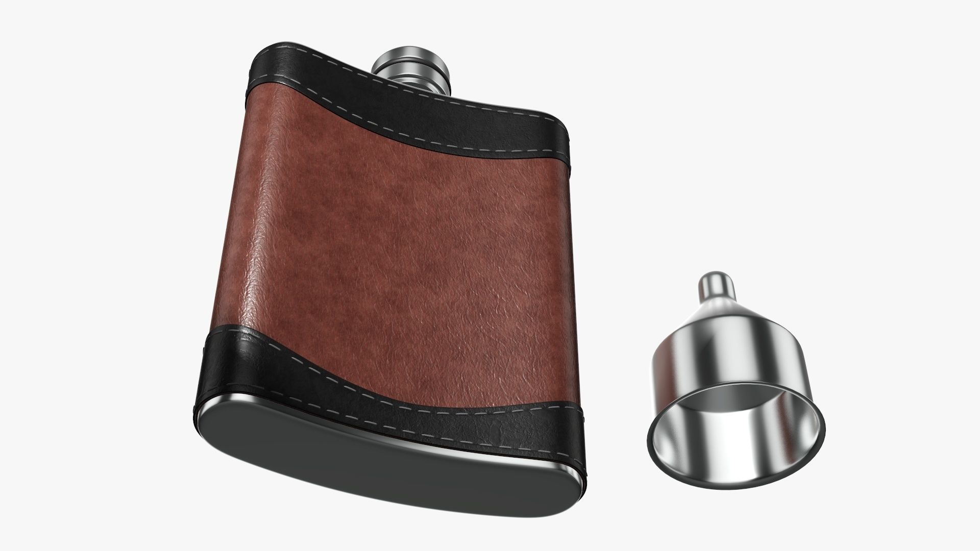 Liquor flask stainless steel leather wrap 01 3D model_5