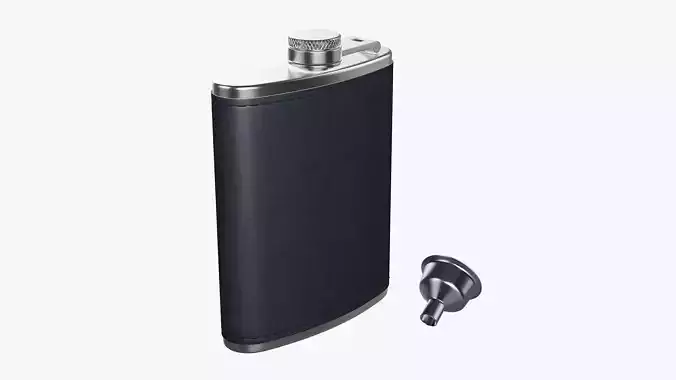 Liquor flask stainless steel leather wrap 02 3D model
