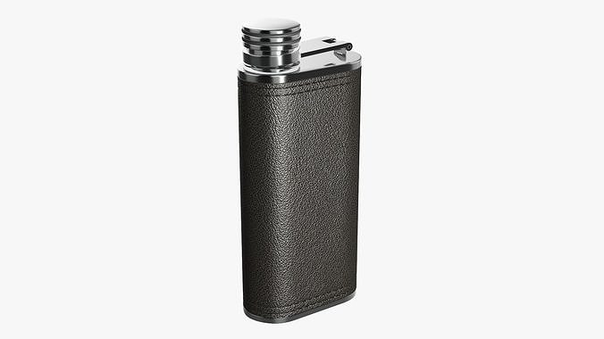 Liquor flask stainless steel leather wrap 03 3D model