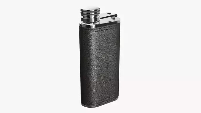 Liquor flask stainless steel leather wrap 03 3D model