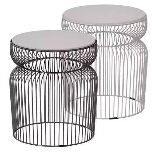 Spoke Marble Graphite and White Metal End Table 3D model