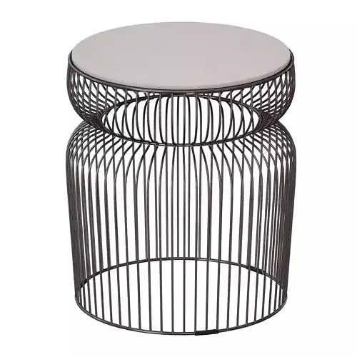 Spoke Marble Graphite and White Metal End Table