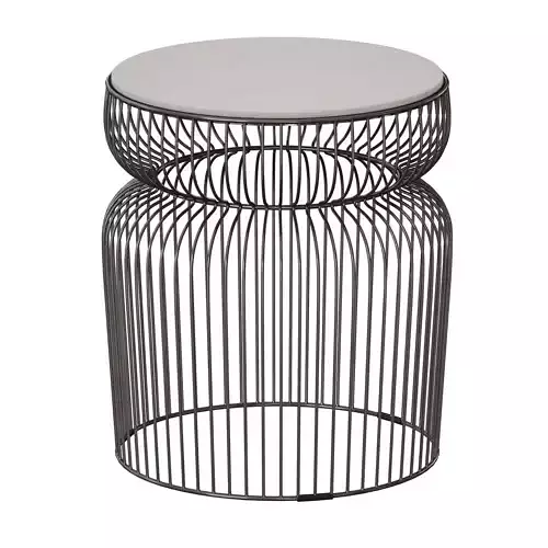 Spoke Marble Graphite and White Metal End Table