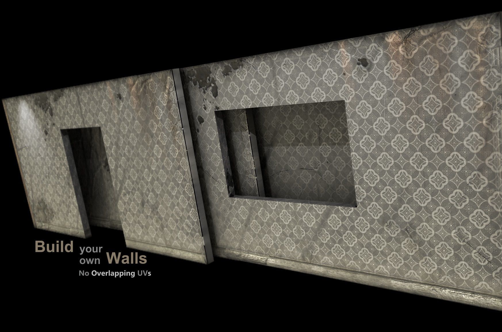 Interior old wall- modular  Low-poly 3D model_6