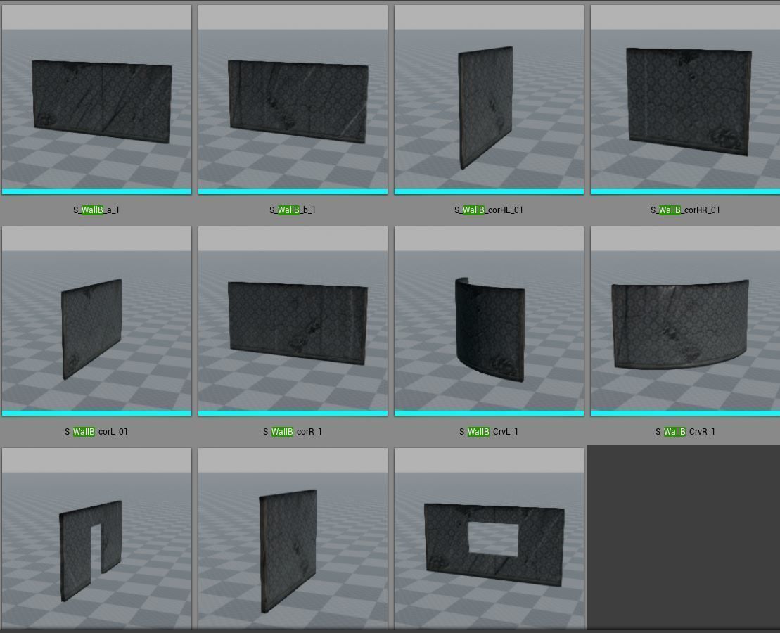 Interior old wall- modular  Low-poly 3D model_3