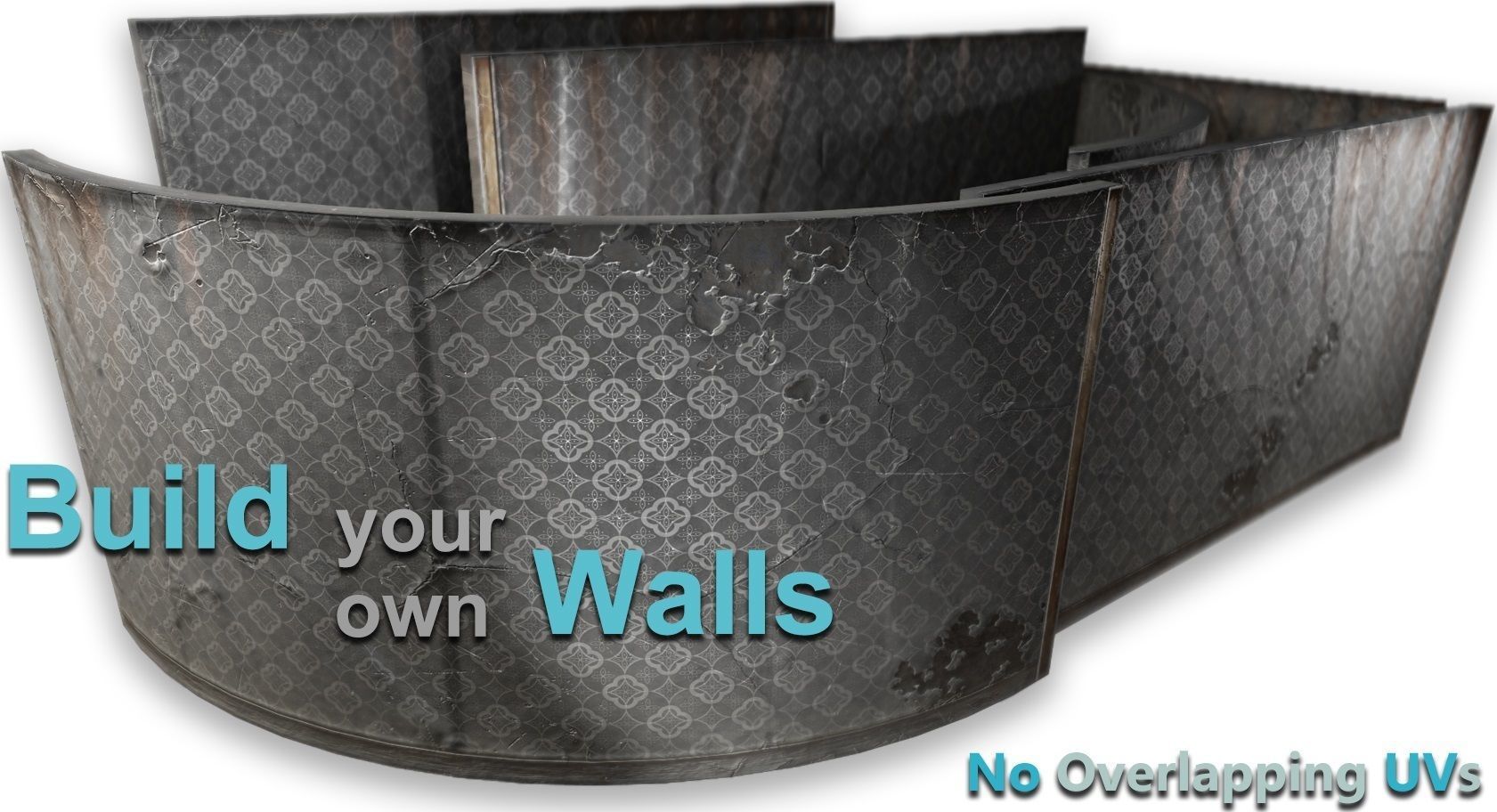 Interior old wall- modular  Low-poly 3D model_9