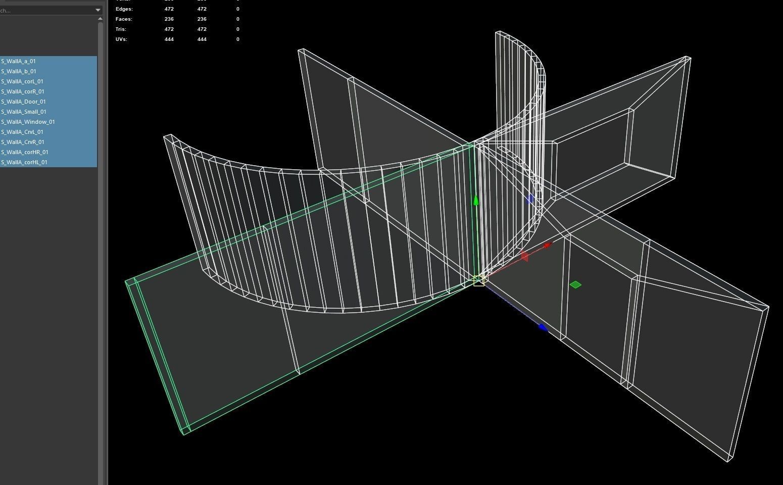Interior old wall- modular  Low-poly 3D model_2