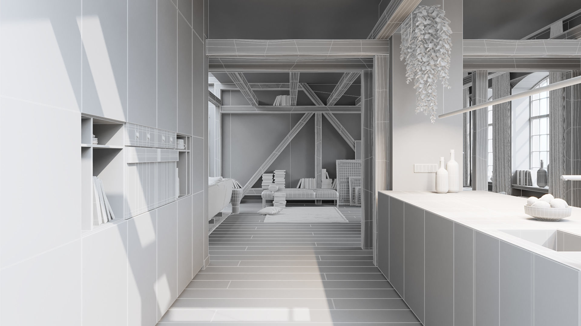 Workshop Apartment in London Cinema 4D and Corona Renderer 3D model_24