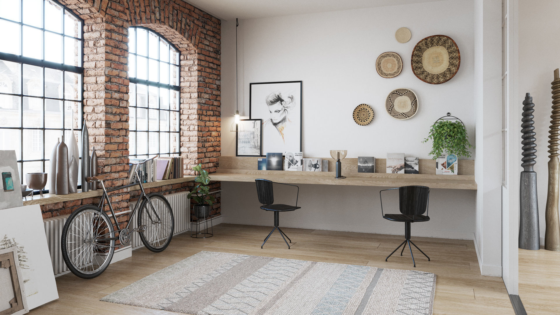 Workshop Apartment in London Cinema 4D and Corona Renderer 3D model_12