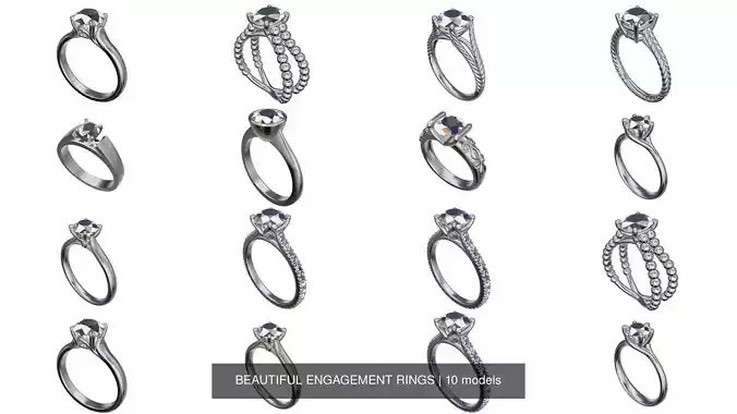 BEAUTIFUL ENGAGEMENT RINGS 3D Model Collection