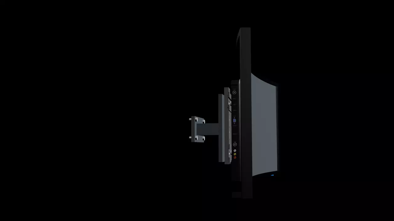 Curly Flat Screen TV Free low-poly 3D model_0