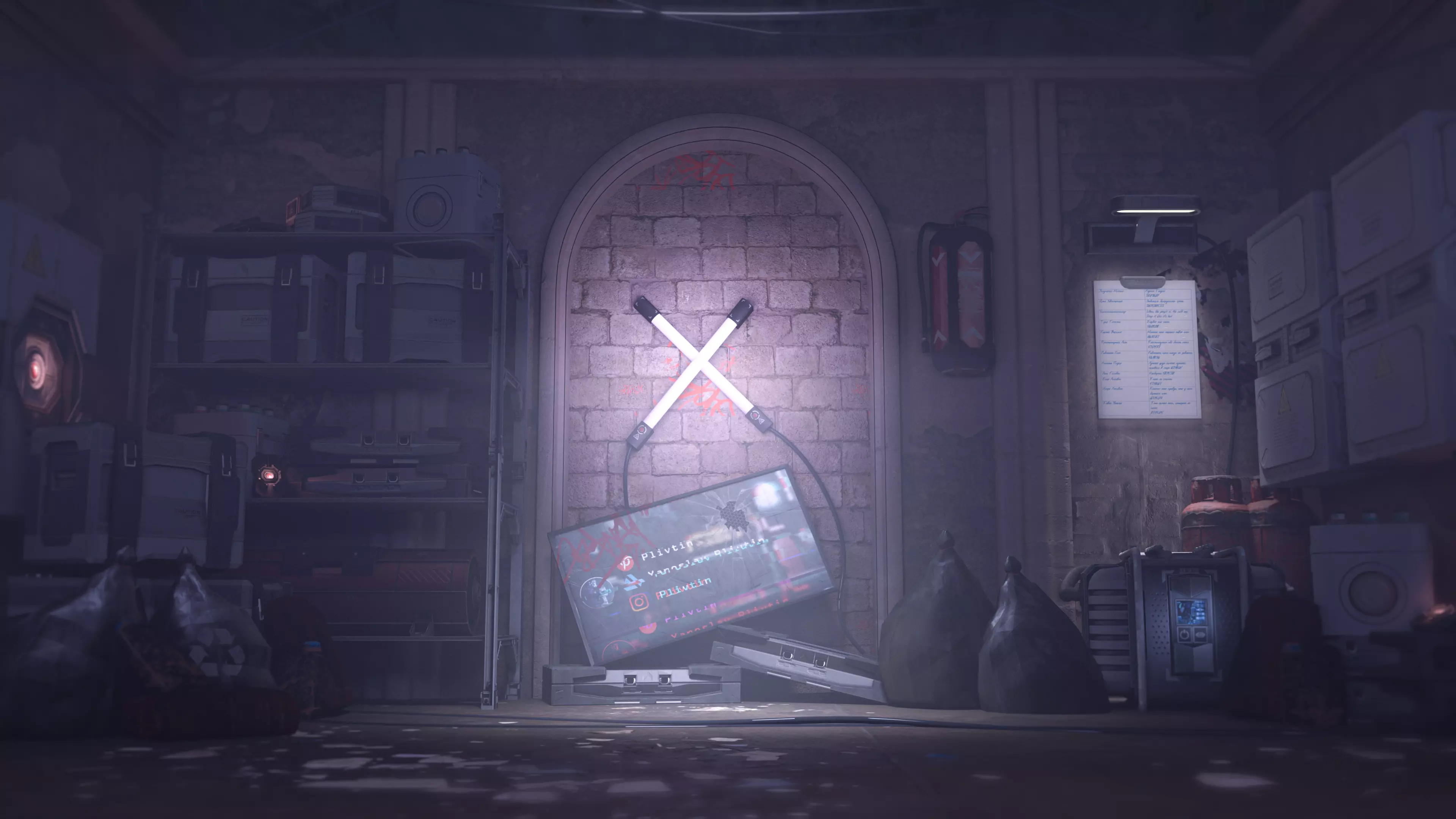 Neon wall - Treasury of cyberpunk hunter  Low-poly 3D model_0