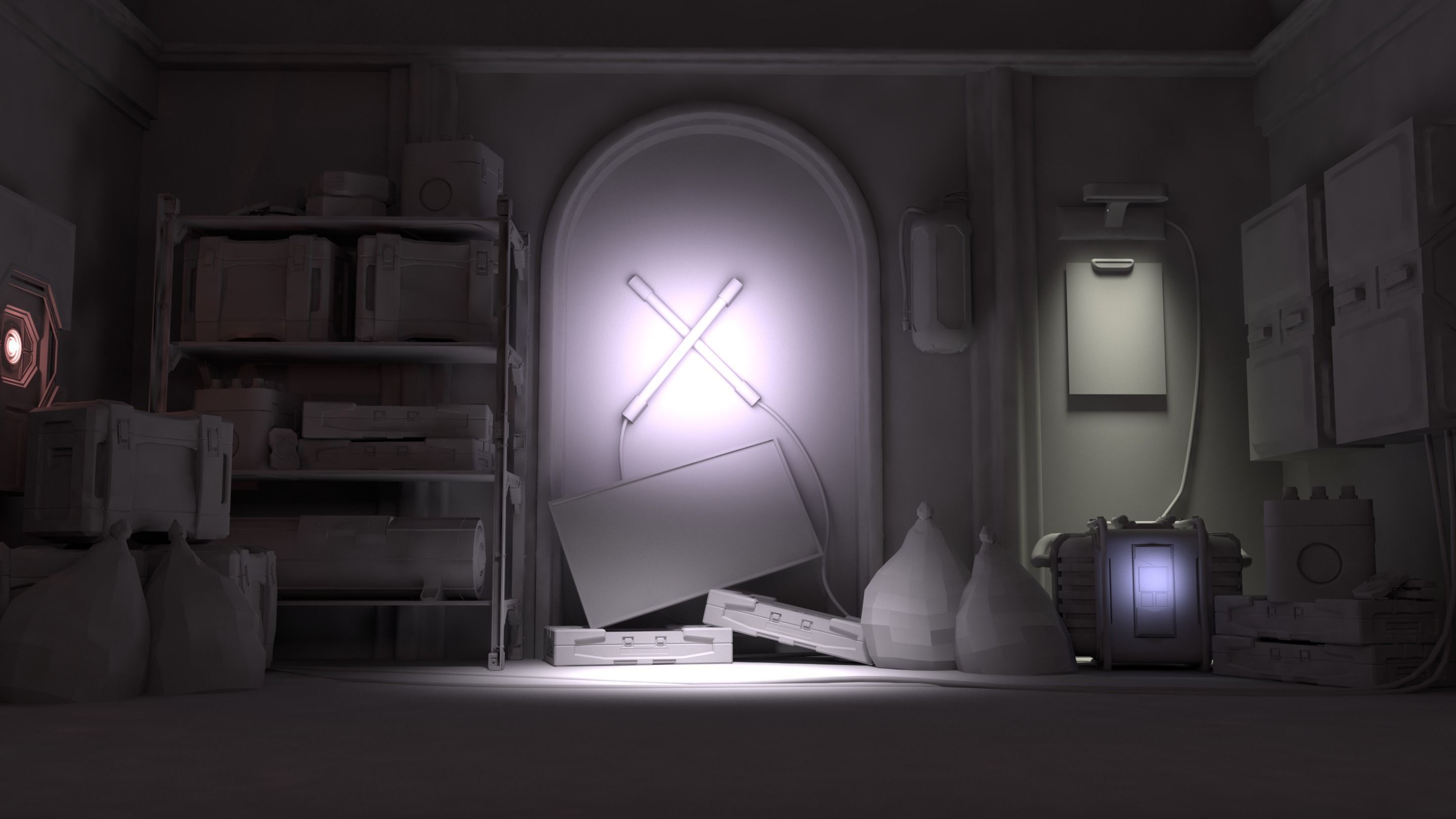 Neon wall - Treasury of cyberpunk hunter  Low-poly 3D model_1