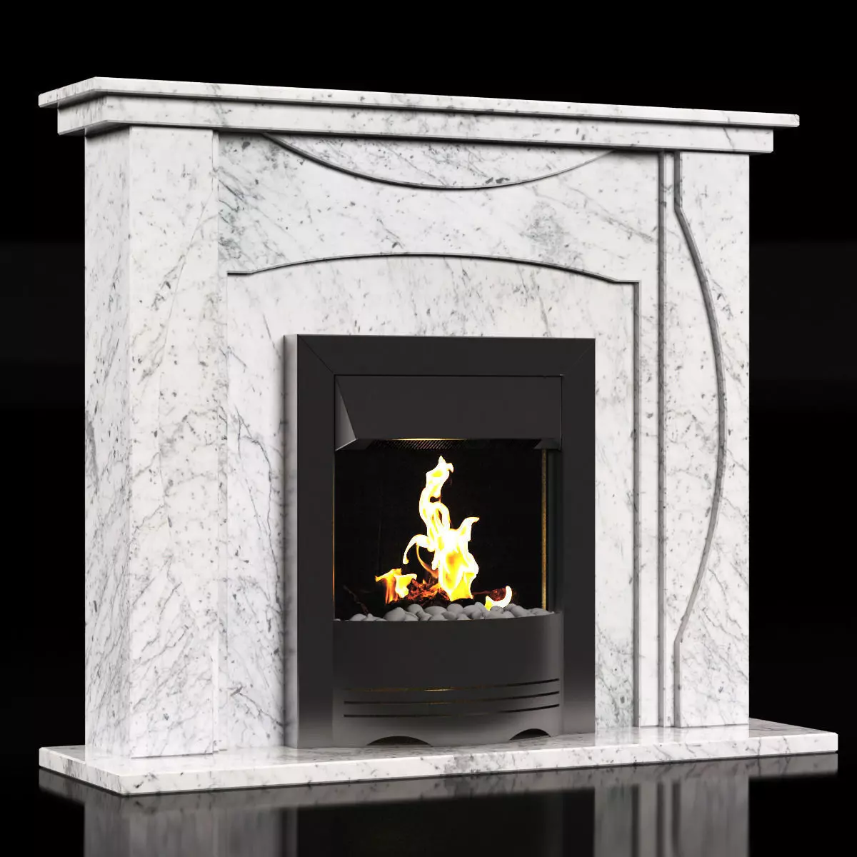 marble modern fireplace 3D model_0